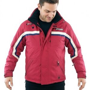 SPYDER I Jacket Red White Blue Stripe Winter Ski Snowboard Vintage Extra Small